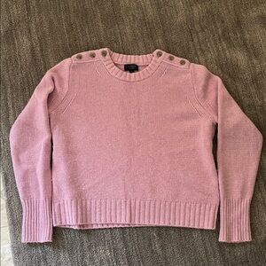 J. Crew Soft Pink Cashmere Sweater with Shoulder Buttons